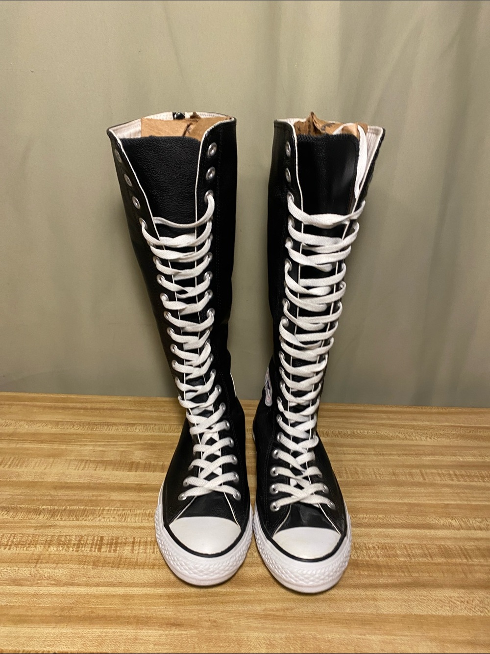 Converse All Star Chuck Taylor Knee High XXHI Black Leather shoes (117885) W8/M6 - Picture 4 of 9